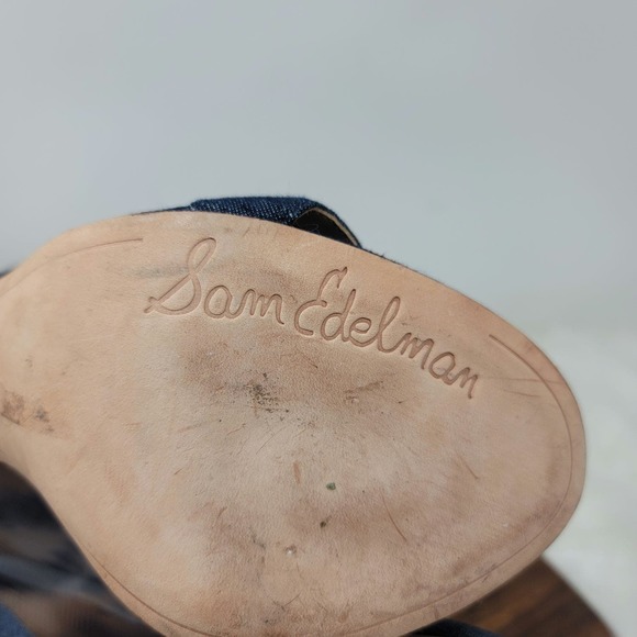 Sam Edelman Anabeth Blue Jean Fringe 4.5" Heels Women 8.5 - Picture 8 of 8